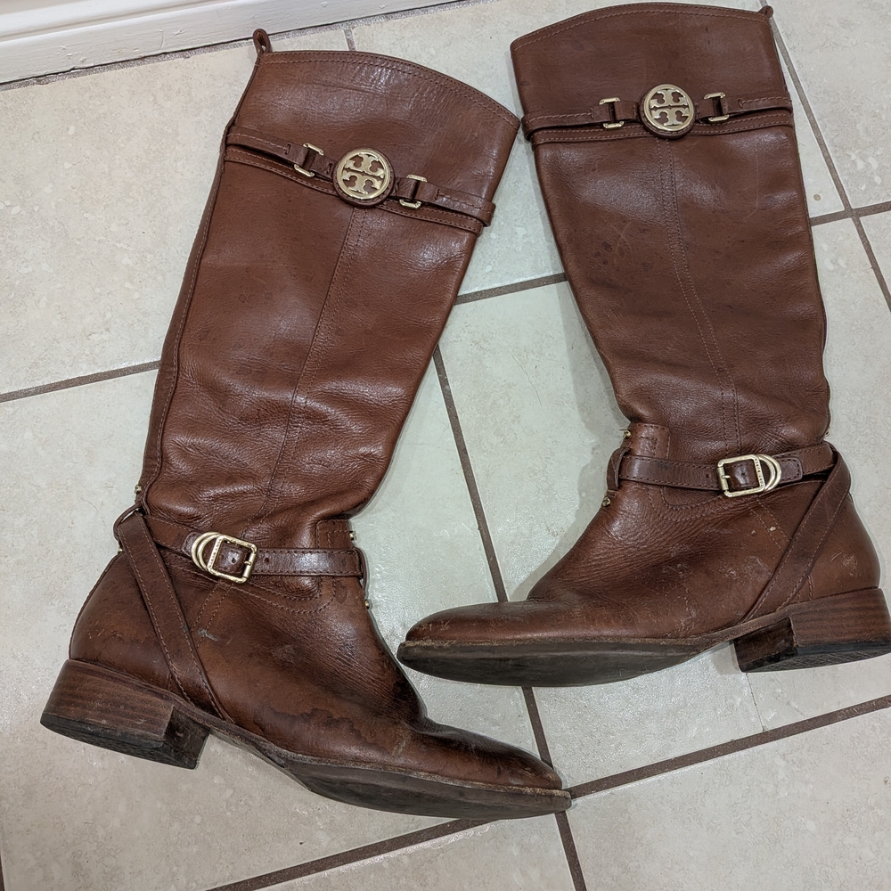 Tory Burch Brown Leather Knee-High Boots